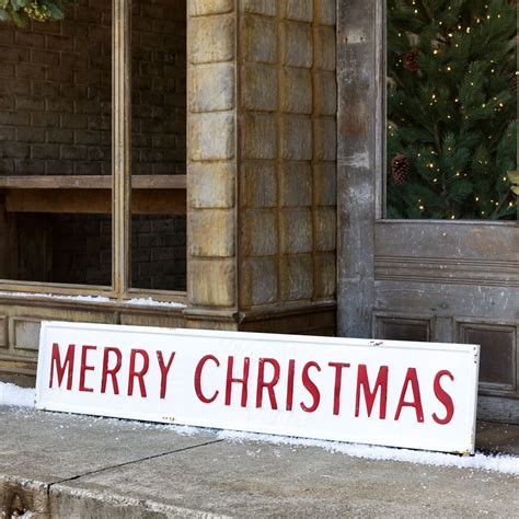 Embossed Metal Merry Christmas Sign Modern Rustic Home
