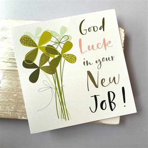 Large Good Luck In Your New Job Shamrock Card By Nest Ts