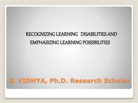 Learning Disabilities And Learning Possibilities Ppt