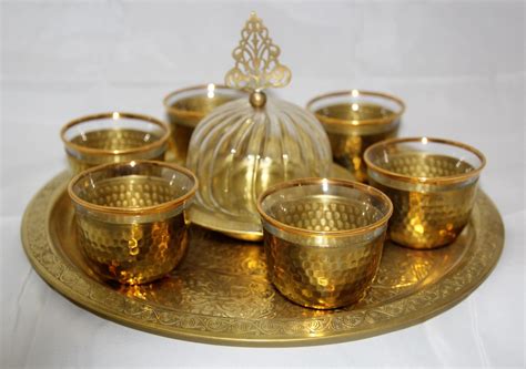 Turkish Coffee Set For Six Elegant Turkish Coffee Serving Set Handmade