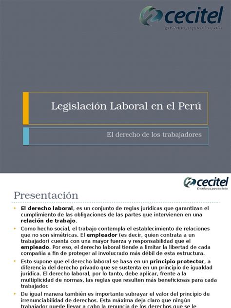 Legislación Laboral En El Perú Pdf Derecho Laboral Salario