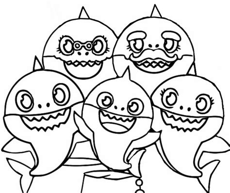 Desenho Para Colorir Baby Shark Família Do Bebê Tubarão 2