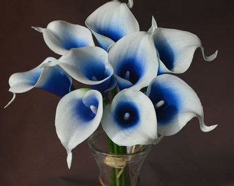 Picasso Royal Navy Blue Calla Lilies Real Touch Flowers Diy Etsy