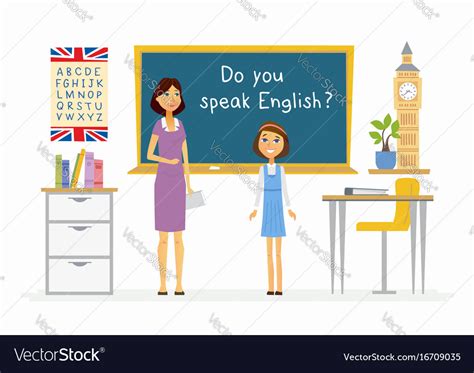 English Lesson At School Cartoon People Vector Image