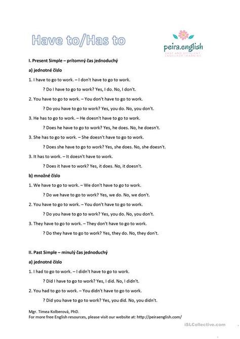 Have To Grammar Guide Exercises English Esl Worksheets For