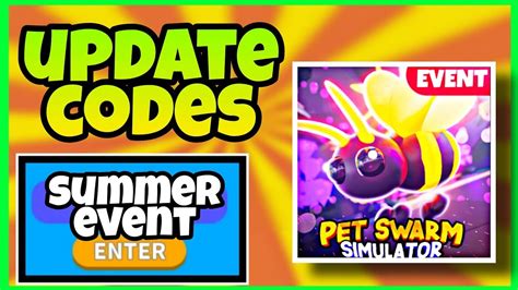 Summer Event Update All Codes Pet Swarm Simulator Roblox Pet Swarm