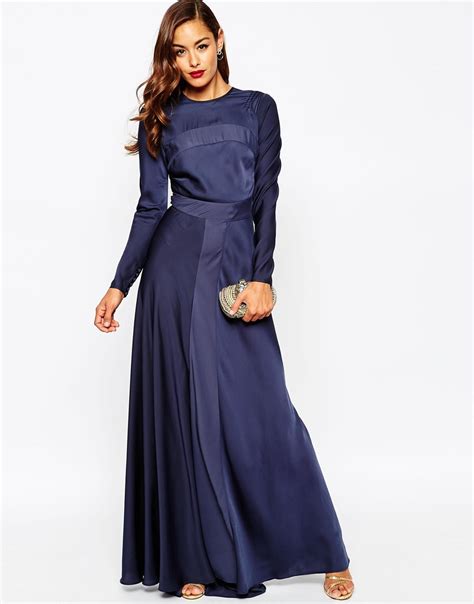 Whatever you're shopping for, we've got it. Asos Red Carpet Panelled Long Sleeve Satin Maxi Dress in ...