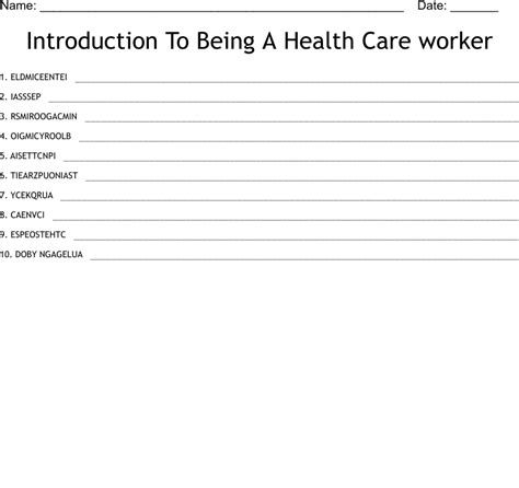 Introduction To Being A Health Care Worker Word Scramble Wordmint