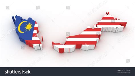 Malayan cuisine asian national dish collection vector. Three Dimensional Map Of Malaysia In Malaysian Flag Colors ...
