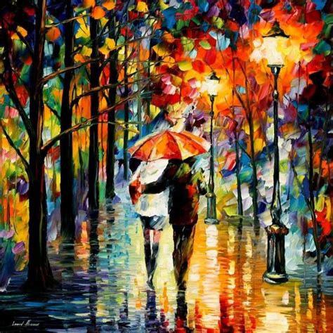 Under The Red Umbrella By Leonid Afremov Umbrella Painting Umbrella