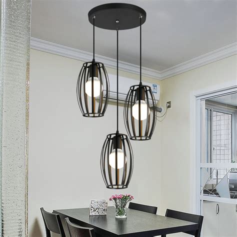 39" 3-Lights Industrial Retro Vintage Black Pendant Light Chandelier Lighting Kitchen Lamp Bar ...