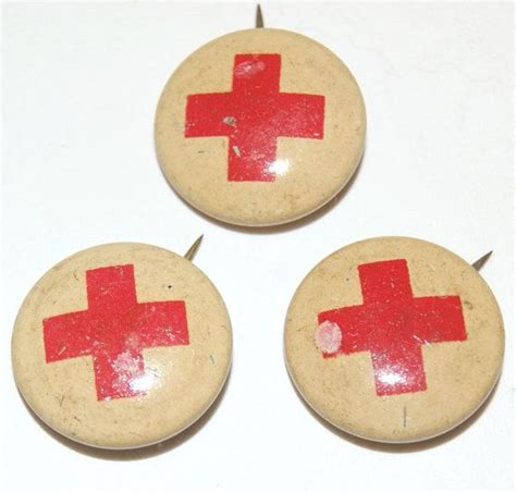 Lot Of 3 Vintage Red Cross Pins Pinbacks Lapel Buttons Metal Etsy