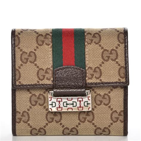 Gucci Monogram Web Compact Wallet Dark Brown 209569