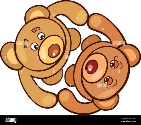 Cartoon Illustration Of Two Teddy Bears In Love Stock Vector Image