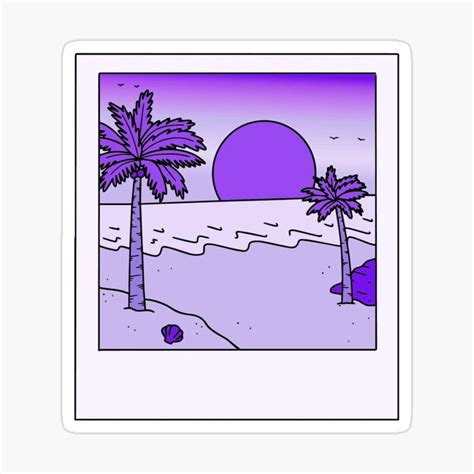 Purple Polaroid Sunset Sticker By Deathtoprint Aesthetic Stickers