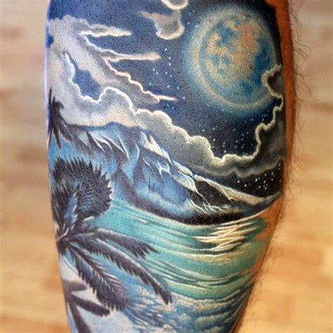 Similarly, the tide can be still or stormy based on the desired. 75 Beach Tattoos For Men - Serene Sandy Shore Designs