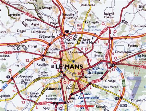 Carte des hôtels aux environs de le mans : Plan de Le Mans
