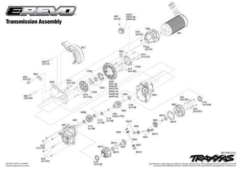 E Revo Vxl Brushless 86086 4 Transmission Assembly Exploded View