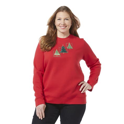 Holiday Editions Womens Plus Embroidered Sweatshirt