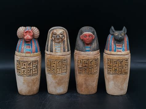 Unique Egyptian Art Set Of 4 Canopic Jars Sons Of Horus 597