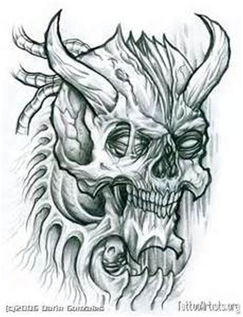 Demon Skull Tattoo Sketch Tattoos Book 65000 Tattoos Designs