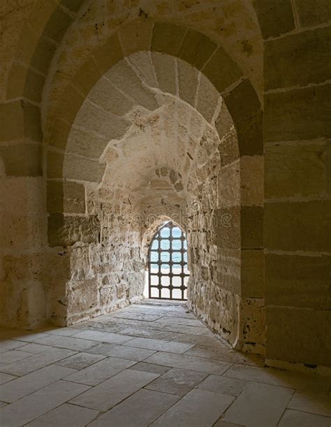 Stone Wall And Iron Grid Window Alexandria Citadel Stock Photo Image