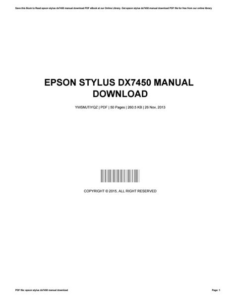 L'imprimante epson stylus dx7450 est une imprimante multifonctions à jet d'encre. Epson stylus dx7450 manual download by JuliaColeman4137 - Issuu