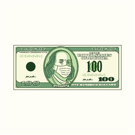 Post Covid Economy Concept 100 Dollars Bill With Face Mask On A