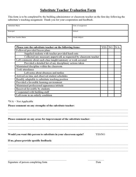 50 Printable Teacher Evaluation Forms Free Templatelab