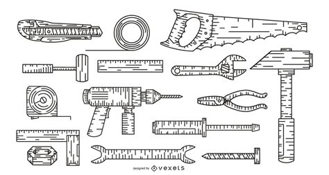 Hand Drawn Tools Collection Set Vector Download