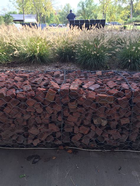 Very Cool Brick Filled Gabions Yard Landscaping Landscape