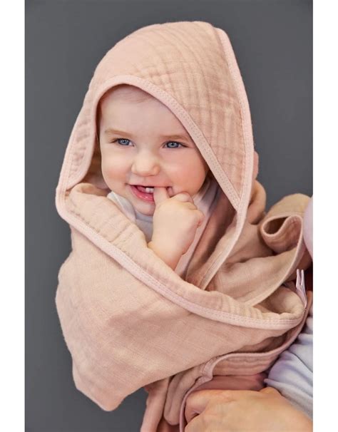 Lassig Muslin Hooded Towel Light Pink Monstertjes Urban Baby Store