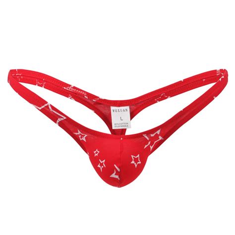 Men Sexy Thong Bikini Comfy Soft G String Stars Printed Panties Bulge Pouch Underwear Breathable