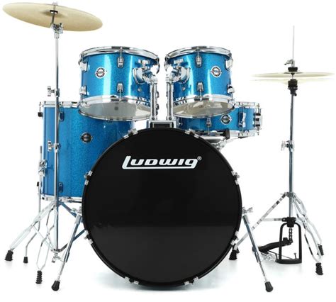 Ludwig Accent 5 Piece Complete Drum Set With 22 Inch Bass Drum And
