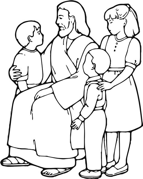 jesus loves children black and white clipart - Clipground