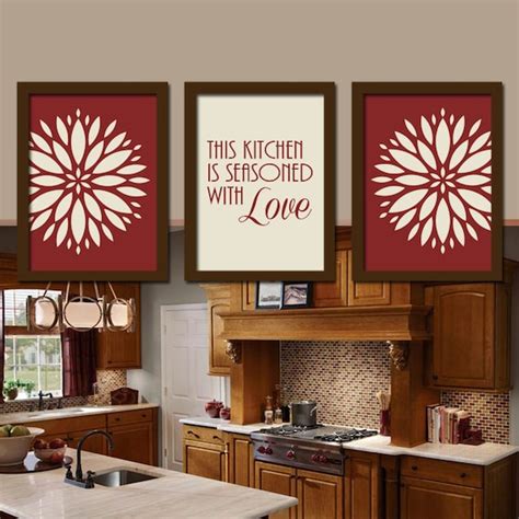 Red Kitchen Wall Art Decor Large Red White Kitchen Canvas Wall Art