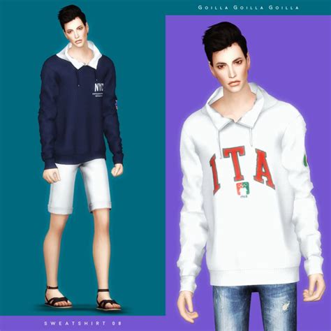 Sweatshirt 08 Gorilla X3 Sims 4 Men Clothing Sims 4 Male Clothes