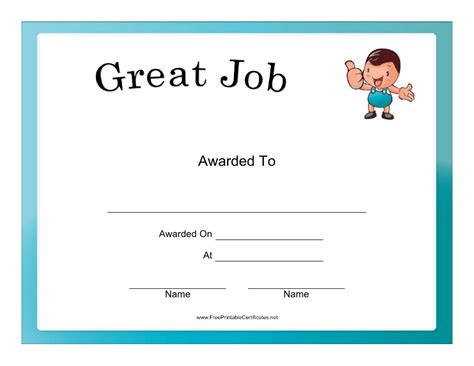 Great Job Certificate Template Download Printable Pdf Templateroller