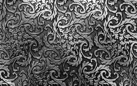 Download Wallpapers Floral Metal Patterns Macro Silver Metal Pattern