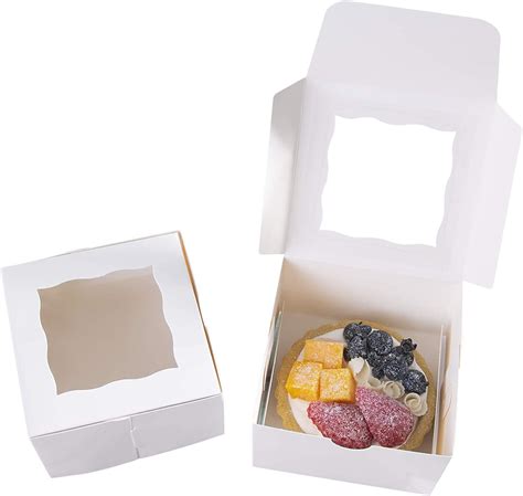 Amazon 50pcs ONE MORE 4 Mini White Bakery Boxes With Pvc Window
