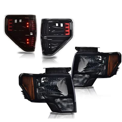 Fit For 2009 2014 Ford F150 Pickup Blacksmoked Headlights Led Tail
