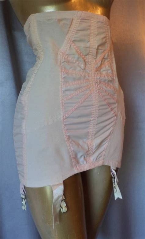 Vintage 40s Pink High Waisted Girdle Satin And Rubber High Waisted