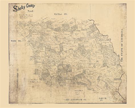 Shelby County Texas 1899 Old Map Reprint Old Maps