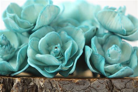 Teal Sola Magnolia Flowers Set Of 10 Teal Sola Flowers Teal Wood