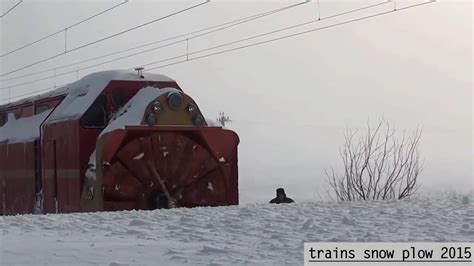 Awesome Powerful Train Plow Through Snow Railway 2015 Youtube