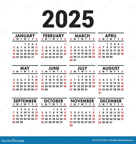 Calendar 2025 English Vector Square Wall Or Pocket Calender Design