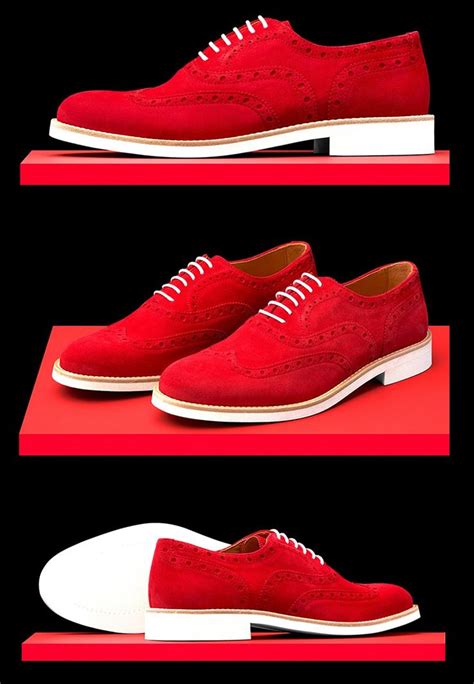 Mens Red Suede Wingtip Dress Shoes Leather Shoes Men Stylish Shoes