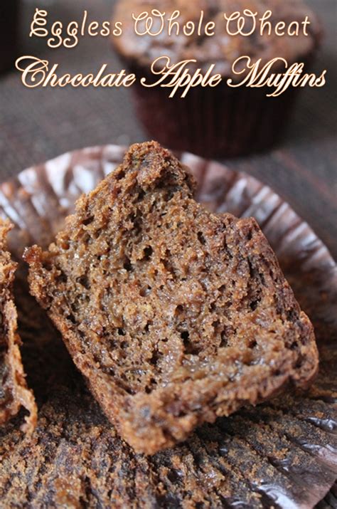 This moist cinnamon apple bread is perfect with a morning cool & eat: Eggless Whole Wheat Chocolate & Apple Muffins Recipe ...