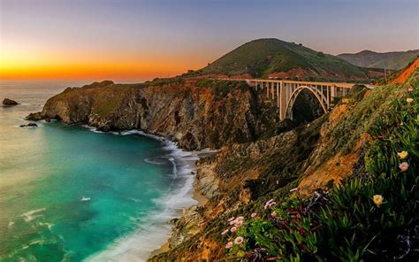 Bixby Bridge In Big Sur California Rocks Bonito Sunset Sea Big Sur