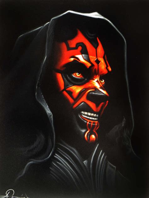 Darth Maul Portrait Star Wars The Phantom Menace Original Oil Paint